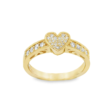 14K Solid White Gold Womens Diamond Heart Ring 0.32 Ctw